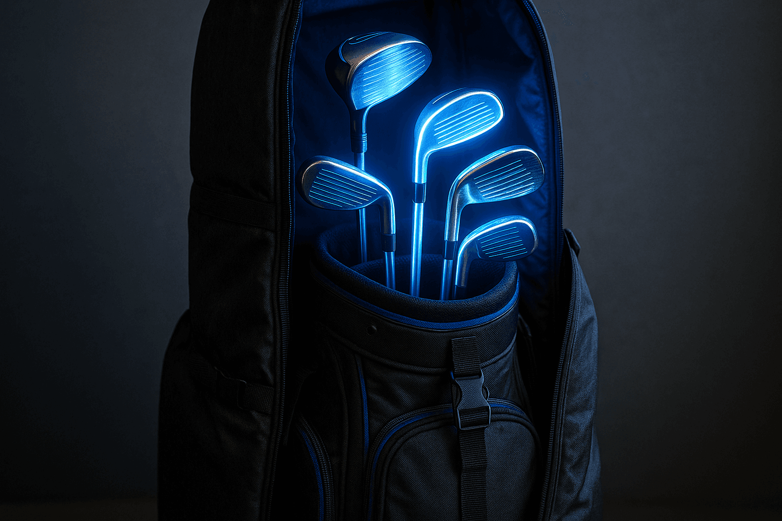 Golf clubs being packed for travel