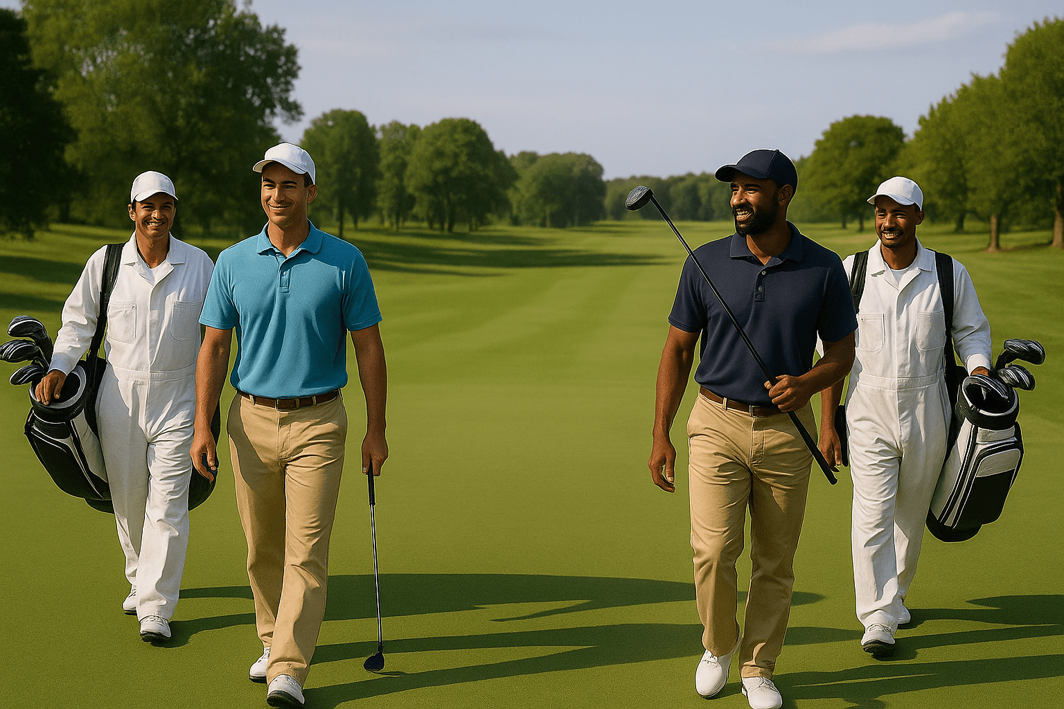 Golf caddie providing advice on the course